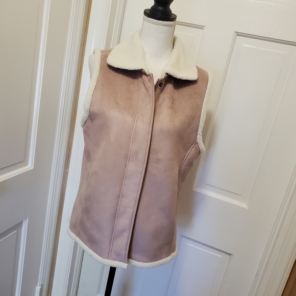 Talbots Powder Pink Suede Like Look Vest Size Large - Picture 1 of 9